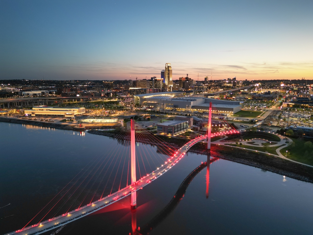 Bob Kerrey Pedestrian Bridge connecting Omaha to our Council Bluffs pest control service area.